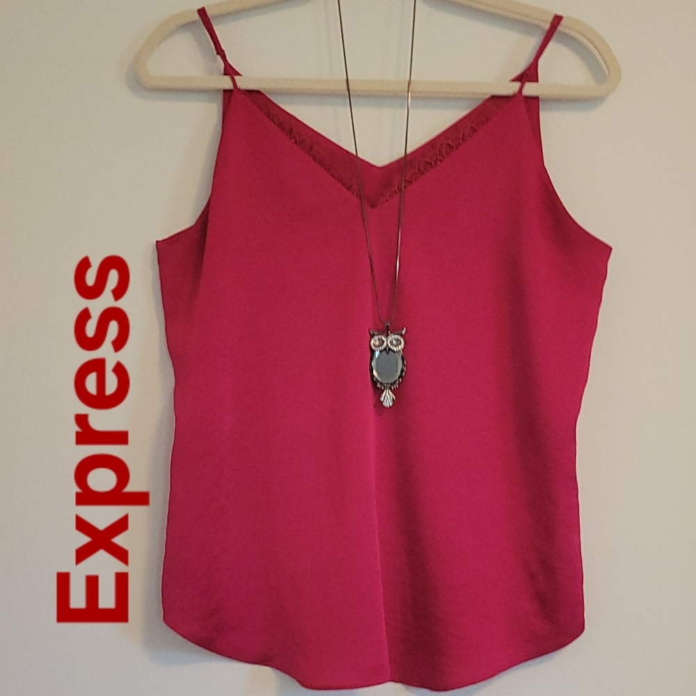 Express Gorgeous fuchsia Women’s Adjustable Straps Lace Camisole Tank Top. Sz: M